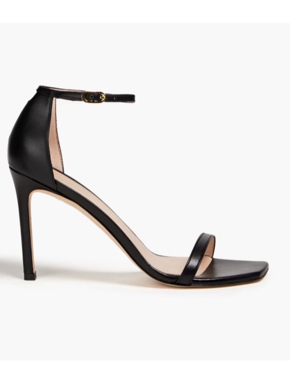 Stuart Weitzman Nudistsong Black Napa Leather Stiletto Sandals